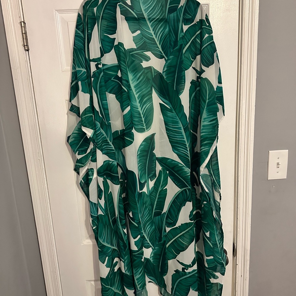 Kimono cardigan banana leaf pattern one size